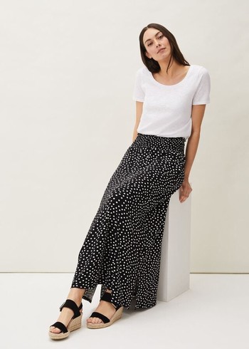 Phase Eight Connie Spot Print Skirts Black/White Canada | GKWZHB-724